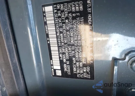 2023 Honda Hr-V 2Wd Lx z USA, uszkodzony, nr VIN 3CZRZ1H38PM710444